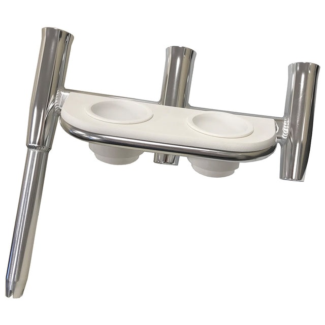 Tigress Offset Triple Rod Holder wCup Holders  Starboard Side  Polished Aluminum 881481