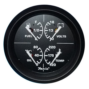 Faria Euro Black 4 Multifunction Gauge  VoltFuelOilWater Temperature 32851
