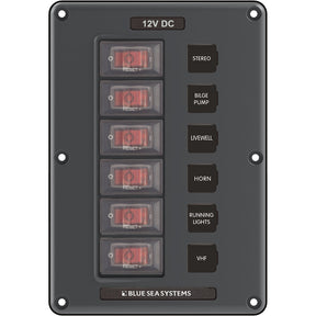 Blue Sea 4322 Circuit Breaker Switch Panel 6 Position  Gray 4322