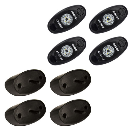 RIGID Industries ASeries Rock Light Kit  4 Cool White Lights  Black 400203
