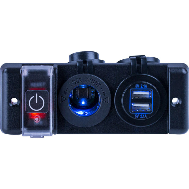 SeaDog Double USB  Power Socket Panel wBreaker Switch 4265061