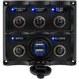 SeaDog Water Resistant Toggle Switch Panel wUSB Power Socket  5 Toggle 4246171