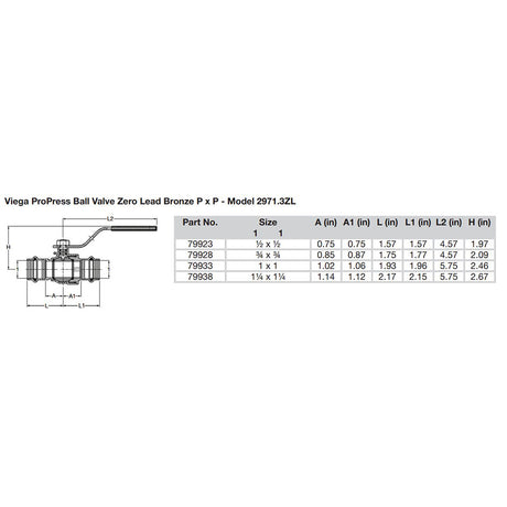 Viega ProPress 34 Zero Lead Bronze Ball Valve wStainless Stem  Double Press Connection  Smart Connect Technology 79928