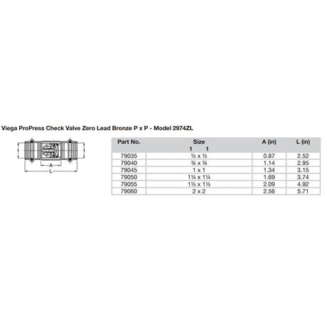 Viega ProPress 114 Zero Lead Check Valve  Double Press Connection  Smart Connect Technology 79050