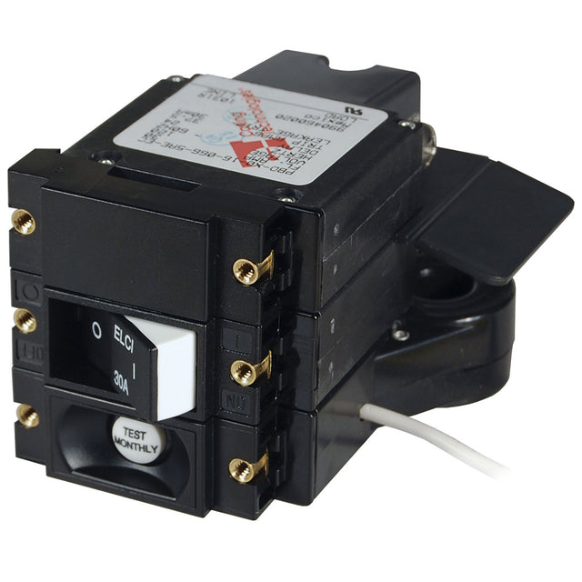 Blue Sea ASeries ELCI Main Circuit Breaker  Double Pole 120V AC 30A  Flat Rocker 3102100