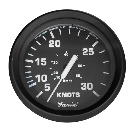 Faria Euro Black 4 Speedometer  30 Knot Pitot 32809