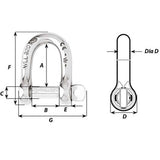 Wichard SelfLocking D Shackle  Diameter 10mm  1332 1205W
