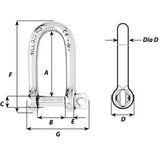 Wichard SelfLocking Long D Shackle  Diameter 6mm  14 1213W
