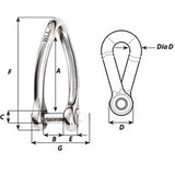 Wichard Captive Pin Twisted Shackle  Diameter 5mm  316 1422W
