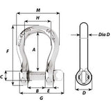 Wichard Captive Pin Bow Shackle  Diameter 4mm  532 1441W