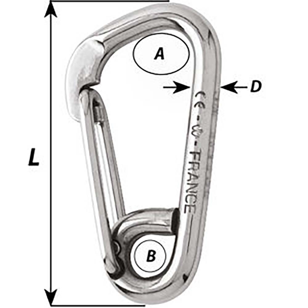 Wichard Asymmetric Carbine Hook  Length 60mm  14 2323W