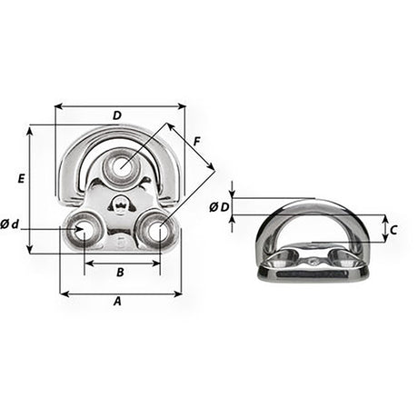Wichard Folding Pad Eye  Diameter 2564 6606W