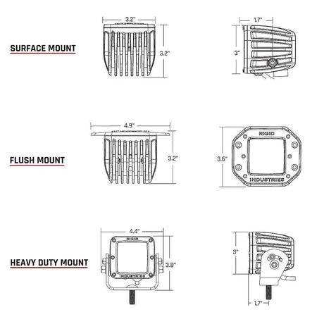 RIGID Industries DSeries PRO Flood Diffused Surface Mount Black Light  Pair 202513