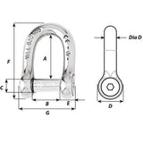 Wichard SelfLocking Allen Head Pin D Shackle  12mm Diameter  1532 1306W