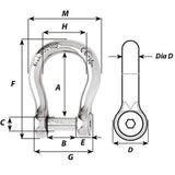 Wichard SelfLocking Allen Head Pin Bow Shackle  10mm Diameter  1332 1345W