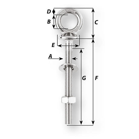 Wichard Eye Bolt  M12 x 175mm  Length 120mm 6497W