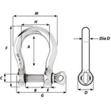 Wichard HR Bow Shackle  12mm Pin Diameter 11246W