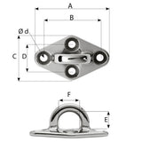 Wichard Diamond Pad Eye  Round  98mm Length 35564  M8 Screw 6646W